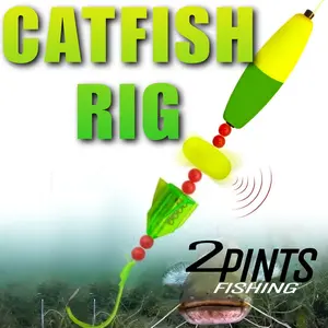 Catfish Rig - Hand Tied Ready to Use with Float Rattle Swivel Sinker Slide & Glow Hook - 1 Pack