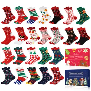 ANOTION 24 Pairs of Socks – 12 Pairs for Men, 12 Pairs for Women  – Festive Holiday Socks Featuring Christmas Trees, Elk, Snowmen – Perfect  Gifts for Men and Women