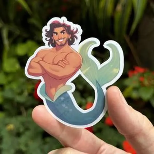 Merman Sticker Featuring Lucas | Glossy or Holographic Finishes | Durable & Water-Resistant Vinyl | Multiple Size Options | Perfect Mermaid Gift