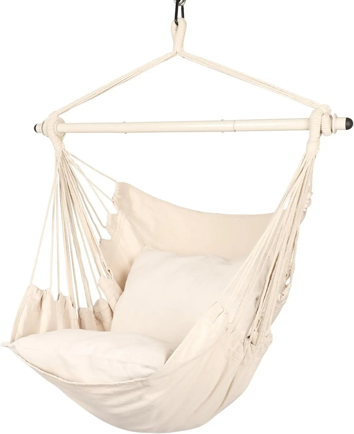 1pc of Deluxe Patio Hanging Chair with 2 Throw Pillows, Outdoor Rocking Chair, Leisure Hammock Chair, Suitable for Use as a Hammock in Outdoor Spaces/parks/courtyards,sturdy metal