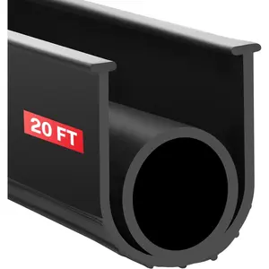 20FT Garage Door Seal Bottom Rubber, EPDM Weatherproof Strip, Universal U+O Ring Threshold Buffering Sealing Rubber, Protect Garage from Weather, , and Dust (1/4 Inch T-End, 20FT Long)