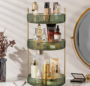 3 Tier Rotating Makeup Tray Rack 360° Spinning Perfume Cosmetic Storage Organizer