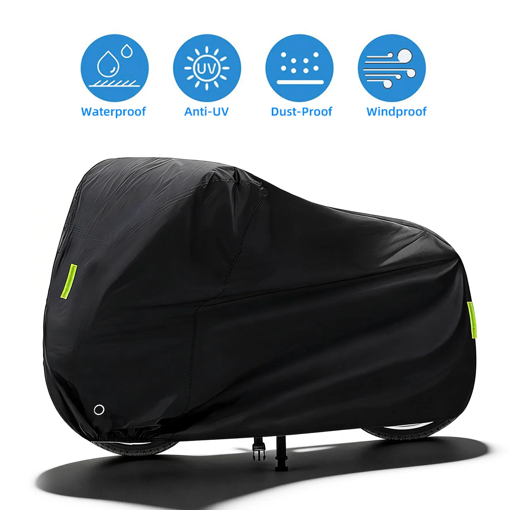 190T Oxford Motorcycle Cover, Waterproof All Weather Protector with Lock Hole & Reflective Strip for Motorcycles and Scooters