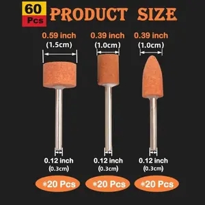 60 pieces of grinding and polishing tools for grinding stones, stationery, carving, ceramics, rust removal metals Drill Bits