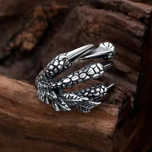 Dragon claw ring embossed old ring open adjustable ring men's daily wear gift
