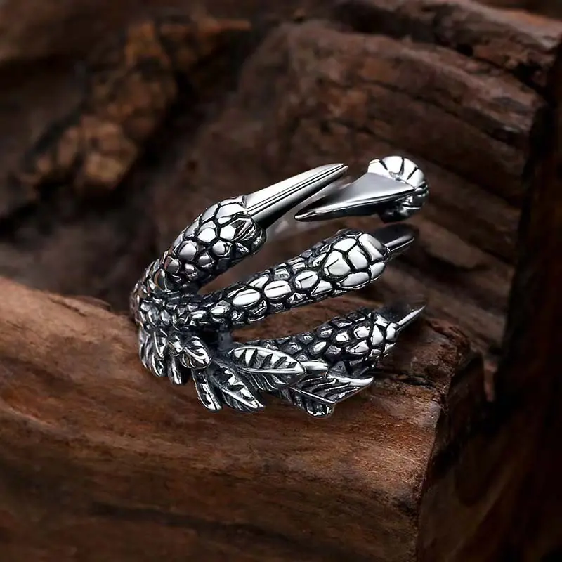 Dragon claw ring embossed old ring open adjustable ring men's daily wear gift
