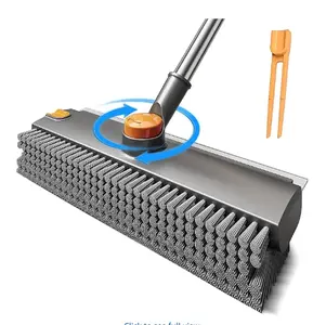 Practical holiday gift: 360° rotating long-handled bathroom crevice floor brush, 2-in-1 brush/scraper for home cleaning funny stickers baskets mini box