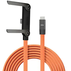 2pcs Phone Stand Charging Cable Set, 240w PD Data Line, PD Fast Charging, USB-C Mobile Cellphone Smartphone Electronic Charger, USB C Compatible, Wholesale 2pcs Pack, High-Speed Charge
