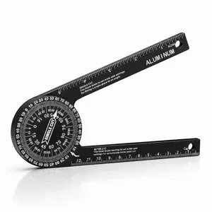 Aluminum Miter Saw Protractor | 7-Inch Rust Proof Angle Finder Featuring Precision Laser Engraved Scales Professional Saw Protractor with Measuring Rulers for Angle Finder Carpentry, Crown Molding Tool, Baseboard building trade CNC Machined Woodworking