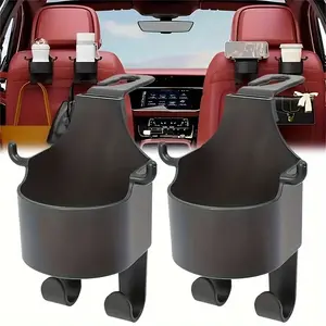 2-Pack Car Headrest Cup Holder, Car Interior Storage, Car Organizers, 2-in-1 Car Seat Back Organizer with Hooks, Universal Car Cup Holder & Storage Hooks for Drinks, Phones, Bags – Ideal for Cars, SUVs, Trucks & Vans, Car Backseat Organizer