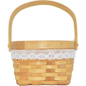 Flower Girl Basket Wooden Flower Basket Woven Flower Basket,Wedding Flower Girl Basket And Home Decorations.