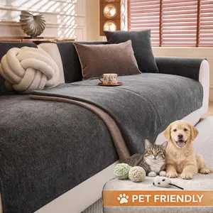 Soft Chenille Sofa Cover, Washable Sofa Slipcover, Pet-Friendly Couch Protector, Reversible Couch Cover, Machine-Washable Seat Pad, Non-Slip Backing, Available in Multiple Colors, Sofa Cover for Sectionals, Loveseats