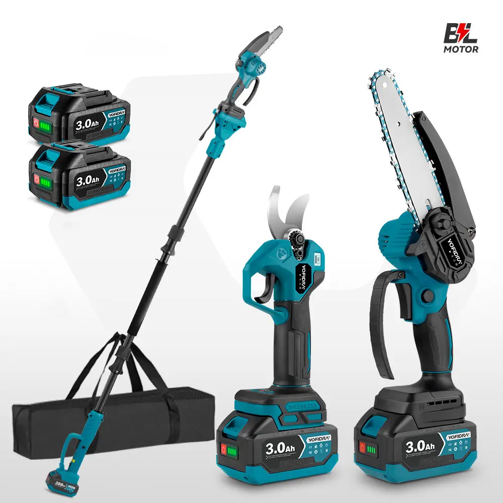 Yofidra 2-in-1 Cordless Pole Saw & Mini Brushless Chainsaw, 21V Power Tool with 2 Batteries, Telescopic Adjustable Extension Pole, Outdoor Tree Limb Branch Cutter Pruner