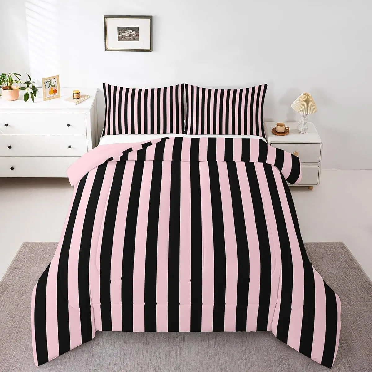 Feelyou Multi-Size Digital Print Striped Geometric Art Duvet Quilt Set - Luxury Breathable Microfiber Bedroom Bedding, Soft Modern Lightweight Decorative Bed Comforter for Room Decor, Bedroom Bedding Set, Decorative Bedding Set