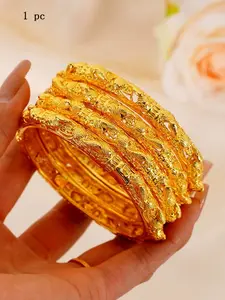 Women's Boho Style Cuff Bracelet, Cuff Bangle, Plated Luxury Open Design, Ethnic Pattern Fashion Accessory for All Seasons
