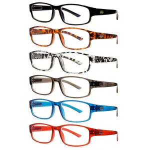 6 Pack Reading Glasses for Women Men Blue Light Blocking Computer Readers UV Glare Spring Hinge Durable Lightweight Eyeglasses Daily Mix Color