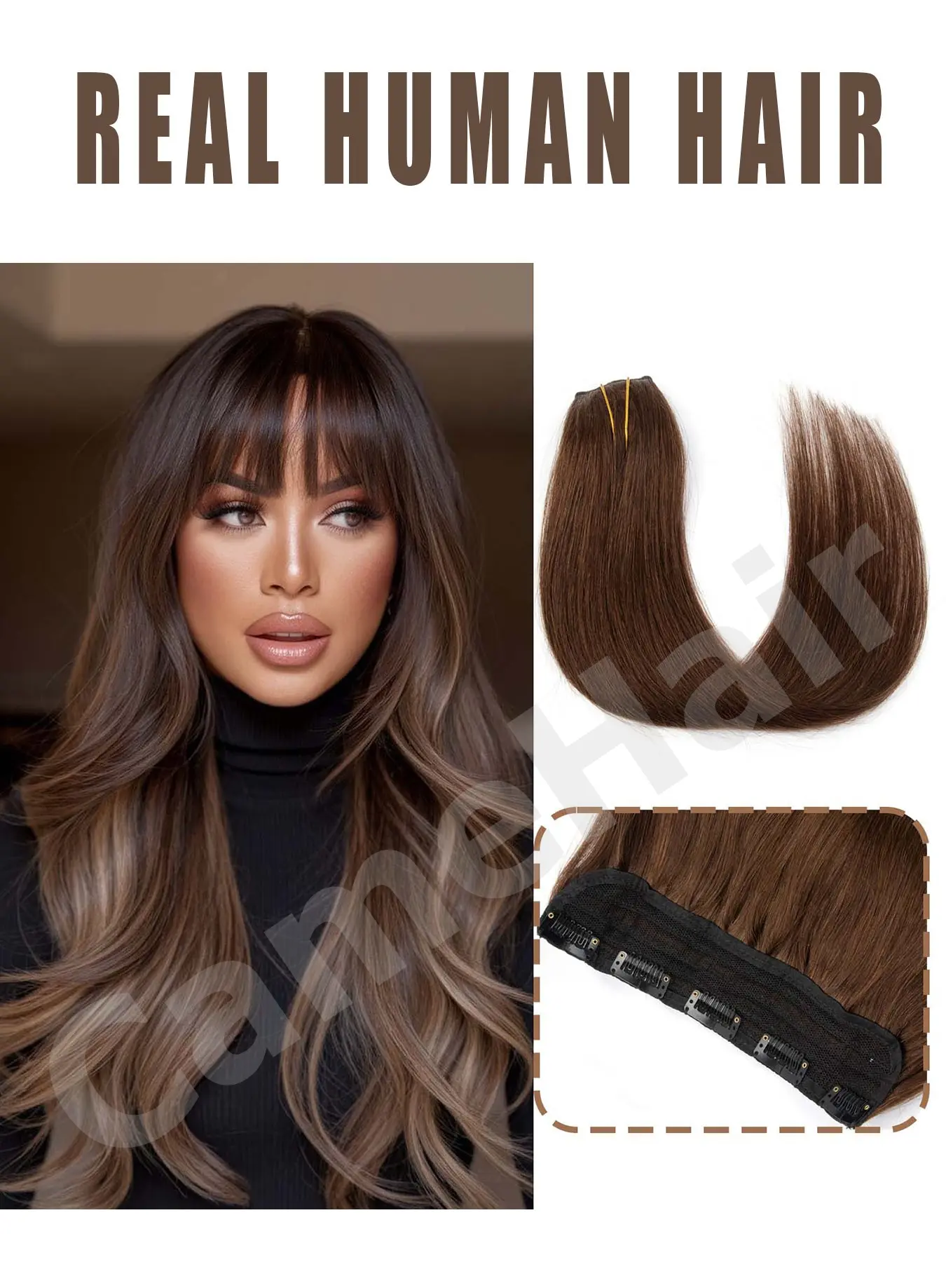 Human Hair Clip-In Extensions - Real Human Hair Light Size Double Weft -Skid Technology Breathable & Comfortable Clip-In Extensions for Women Human Hair Extensions Clip ins darkest brown to brown jet black natural balck and light blonde for Halloween Chri