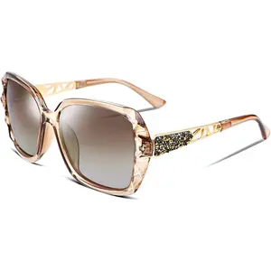 EyeconicFinds Polarized Women Square Sunglasses Sparkling Composite Shiny Frame B2289 Eyeglass Beads Modern Cool
