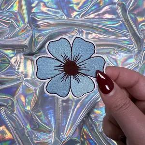 Blue Flower Iron On Patch