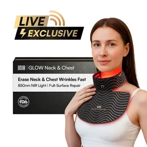 【LIVE ONLY】INIA GLOW Neck & Chest Red Light Mask – 850nm NIR | Fade Wrinkles & Spots | Lift & Firm in 4 Weeks - Red Light Skincare Device with 2600mAh Rechargeable Controller, Clinic-Grade, Full Coverage