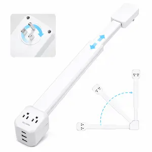 XURATTIX  Electrical Outlet Extender Stick, 360° Rotating Wall Outlet - Features 2 USB-A, 1 USB-C, and 2 AC Outlets, Extends 17"-26", Access Hard-to-Reach Outlets, Use Behind Sofa, Nightstands, Desks, and More