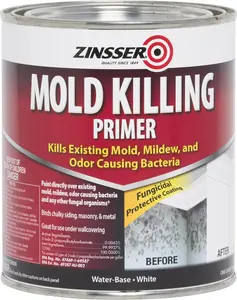 Zinsser 276087 Mold Killing Primer - Water-Based, 1 Quart, White – Prevent Mold & Mildew on Walls & Ceilings