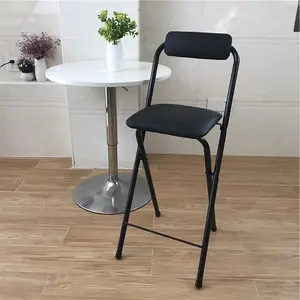 CNCEST 29" Folding Bar Stool with Cushioned Pad and Backrest Tall Foldable Stool Chair Portable Adult Folding Chair Tall Folding Chairs Bar Chair 275lbs Load Capacity, for Kitchen, Living Room, Garden, Camping