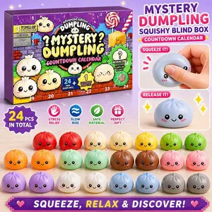 Premium Mystery Dumpling Squishy Advent Calendar, 24PCS Luxury Kawaii Blind Box Set, Slow Rise Stress Relief Sensory Toys for Adults Teens, Cute Collectible Gift Box, TikTok Trending Fidget Toys