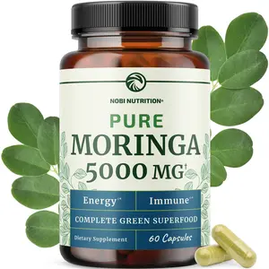 Nobi Nutrition Pure Moringa 5000mg Capsules - Potent Antioxidant Superfood for Energy Immunity & Gut Health - 60 Vegetarian Non-GMO Gluten-Free Capsules - Natural Immune Booster