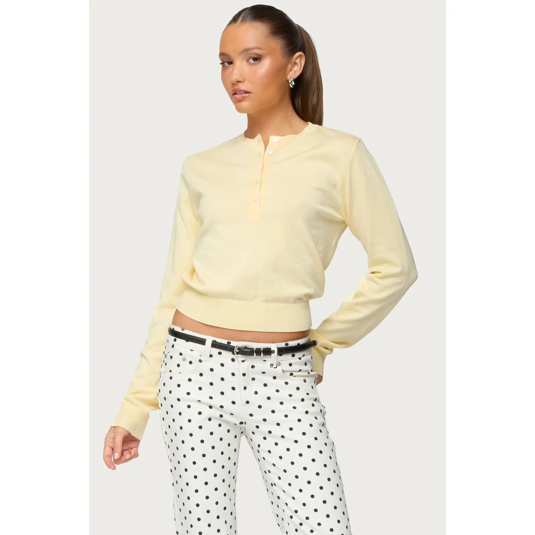 Yolana Henley Light Knit Sweater