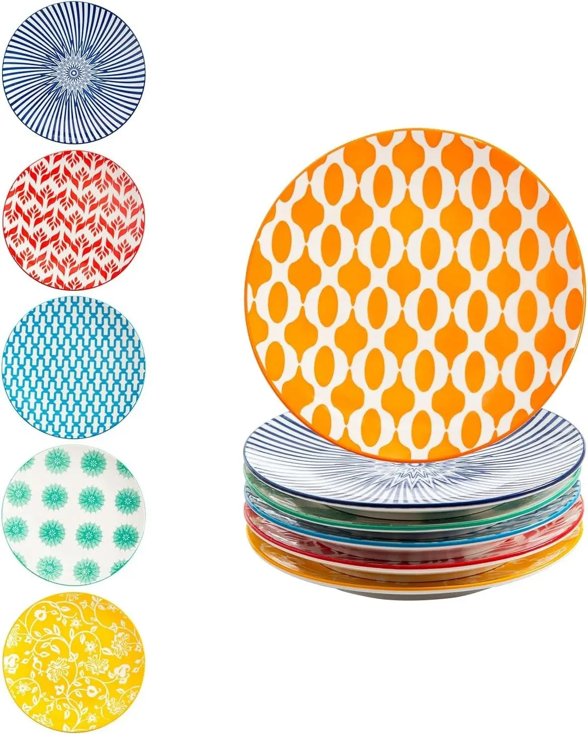 6 Inch Ceramic Mini Dessert Plates Set of 6 | Small Appetizer Plates for Kitchen - Salad Plate for Cake Snacks Side Dish, Gift, Microwave Dishwasher Safe - Assorted Colors