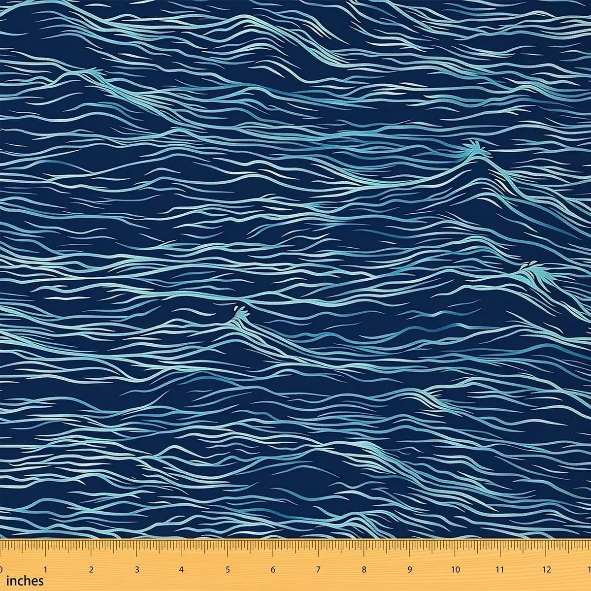 Feelyou Nautical Wave Reupholstery Fabric by the Yd (2 Yds - 72x58 in, 72" x 58"), Chic Blue Durable Performance Fabric, Waterproof Machine-Wash for Indoor Chairs, Marine Theme Projects
