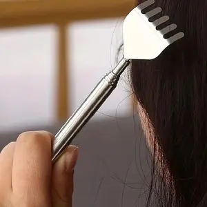 19.69 inches Extendable Retractable Back Scratcher, Portable Durable Stainless Steel Back Rake with Non-ticking Scratching Artifact (1pc)