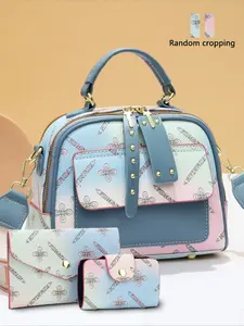 New Gradient Print Small Handbag Set, Casual Colorful Crossbody Bag for Women, Three-Piece, All Seasons, Fashionable Daily Crossbody