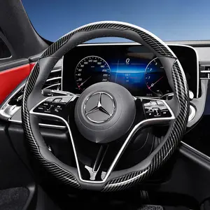 For Mercedes-Benz Segmented Carbon Fiber Steering Wheel Cover, Automotive Car Steering Wheel Insert Accessories, Non-Slip Grip 2-Piece/3-Piece Set Options Quick-Install Design All-Season Compatibility For GLC/GLE/C-Class/A-Class/E-Class/S-Class