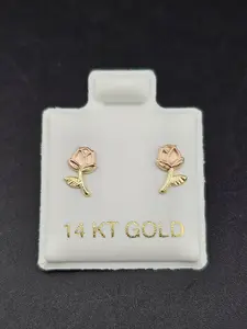 14K Gold Earrings - Rose