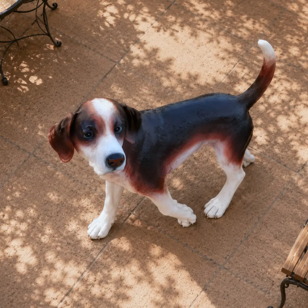 littleox Lifelike Beagle Dog Statue, Realistic Resin Animal Figurine for Indoor Outdoor Garden Lawn Yard Home Decor, Art Craft Gift, Multicolor
