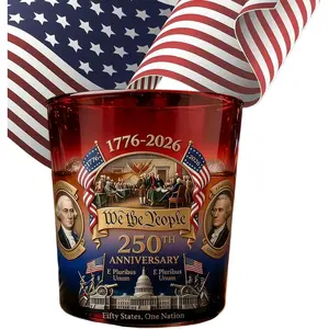 American 250th Anniversary "We The People" Classic Whiskey Glass, Whiskey Tumbler, Declaration of Independence Design. Suitable as a Father's Day gift, can hold Scotch whiskey, bourbon whiskey or wine. 1 piece.