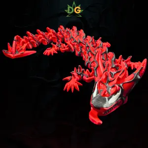 DG Carnage Symbiote Flexi Dragon - 3D Printed Articulated Fidget, Desk Accessory, Home Decor, Room Decor Statue