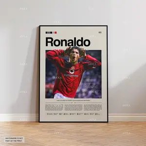 Cristiano Ronaldo Poster, Ronaldo Manchester United Wall Art, Framed Ronaldo Print, Manchester United Ronaldo Decor, Ronaldo Fan Gift Idea