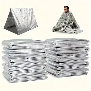 Outdoor portable multifunctional first aid insulation blanket, double-sided silver survival and rescue blanket, sun protection blanket