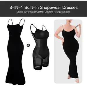 Soo slick Sleeveless shapewear dress l Bodycon Maxi dress with built in body shaper Adjustable strap Womenswear Underwear Lady Compression Minimalist Sexy Comfort Basic Basic Body Shaping Set Body Shaperwear