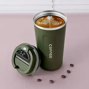Stainless Steel Thermos Coffee Mug with Temperature Display, 510ml Insulated Vacuum Flask and Thermal Tumbler for Hot and Cold Beverages