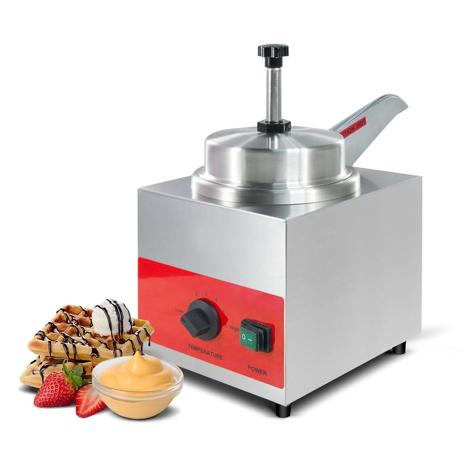 Hakka 550W Stainless Steel Electric Sauce Warmer,3.5QT Barrel Dispenser with Adjustable Temp Controls, US Standard Pump for Heating Cheese, Chocolate Sauces, Heats Sauces