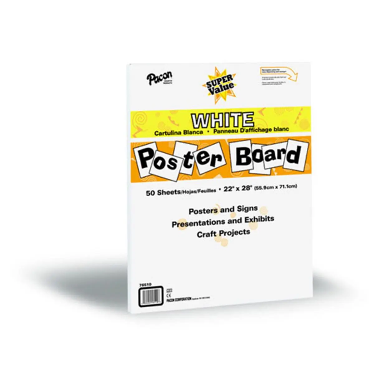 Pacon Corporation Super Value Blank White Poster Board, 50 Recyclable Sheets, Office Stationery for Children's Classroom Projects, Home Use