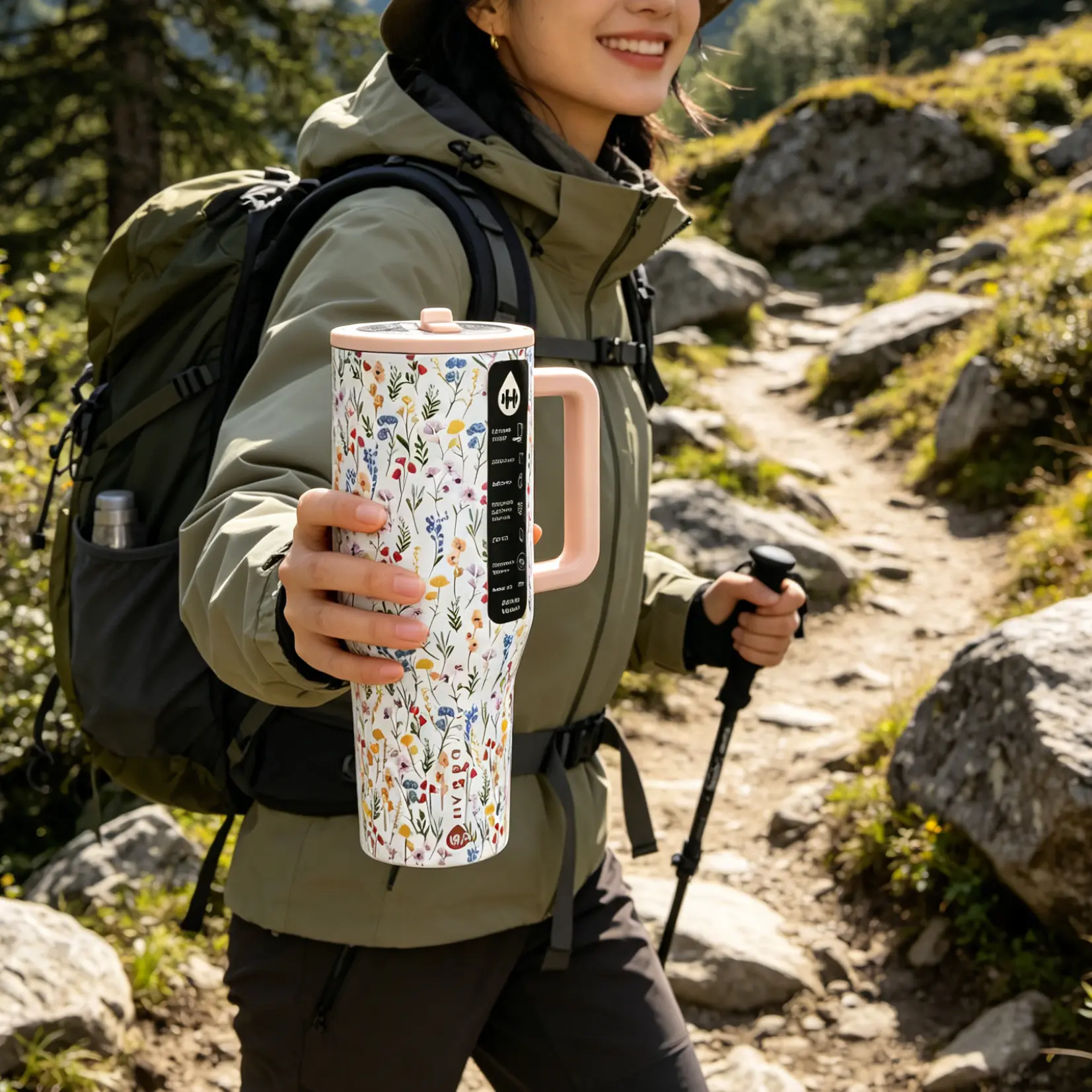 HydroJug Traveler 40 oz Wildflower Assortment Insulated Stainless