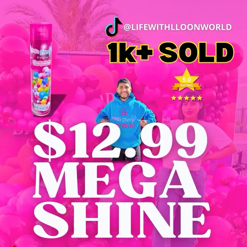 MegaShine Balloon Shine - Perfect for Party Decorations Shiny balloon shine, party decorations, balloon aerosol (FRAGRANCE FREE)