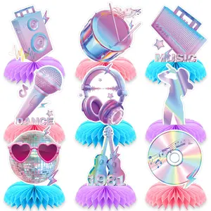 9pcs Music Lover Birthday Party Decorations Honeycomb Centerpieces Table Decorations for Music Themed Party Supplies, Pop Singer Theme Table Decor, Fans Celebration Supplies, Honeycomb Design