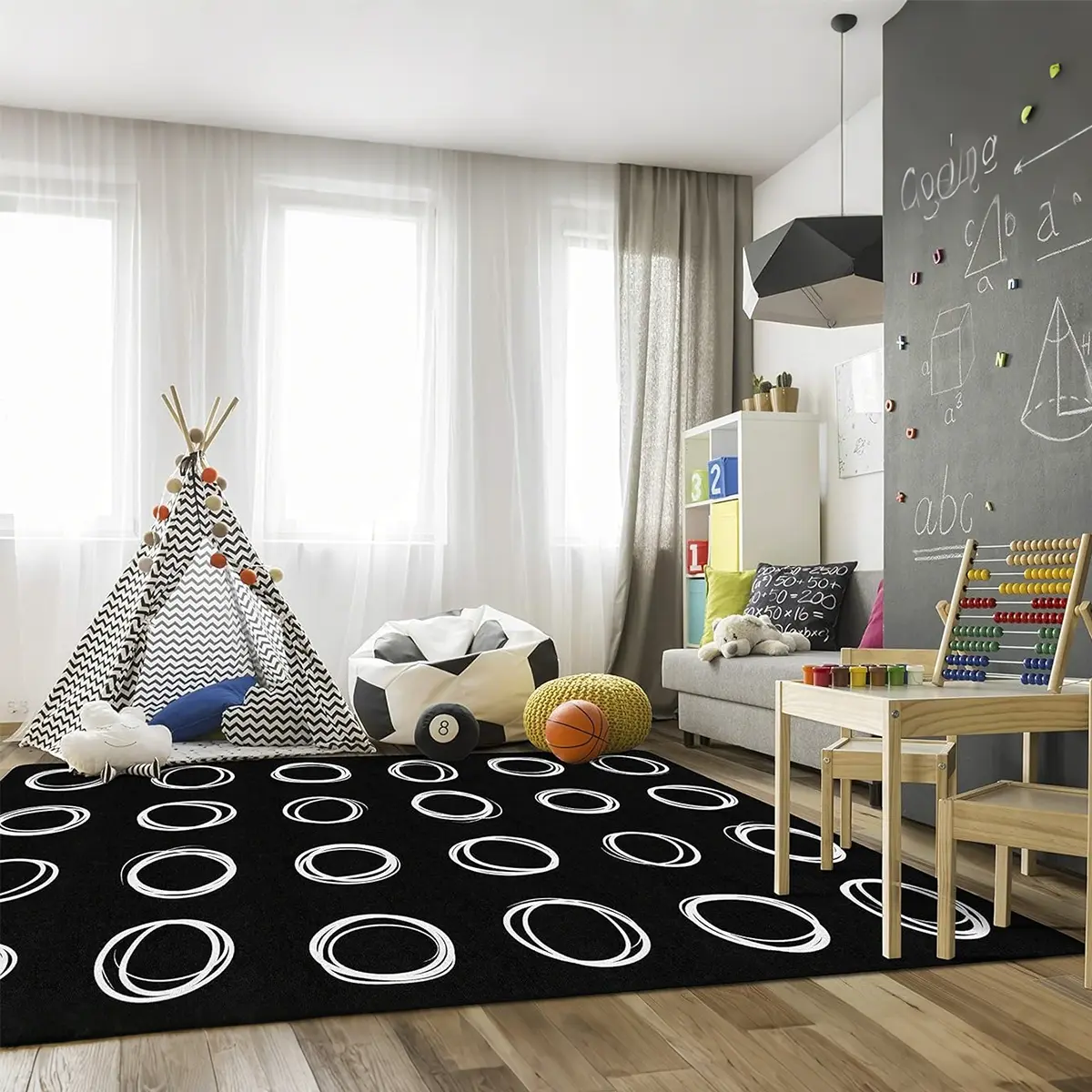 Multicolor Geometric Area Rug, Soft Floor Mat for Living Room & Bedroom, Decorative Carpet for Game Room, Fashionable Home Decoration