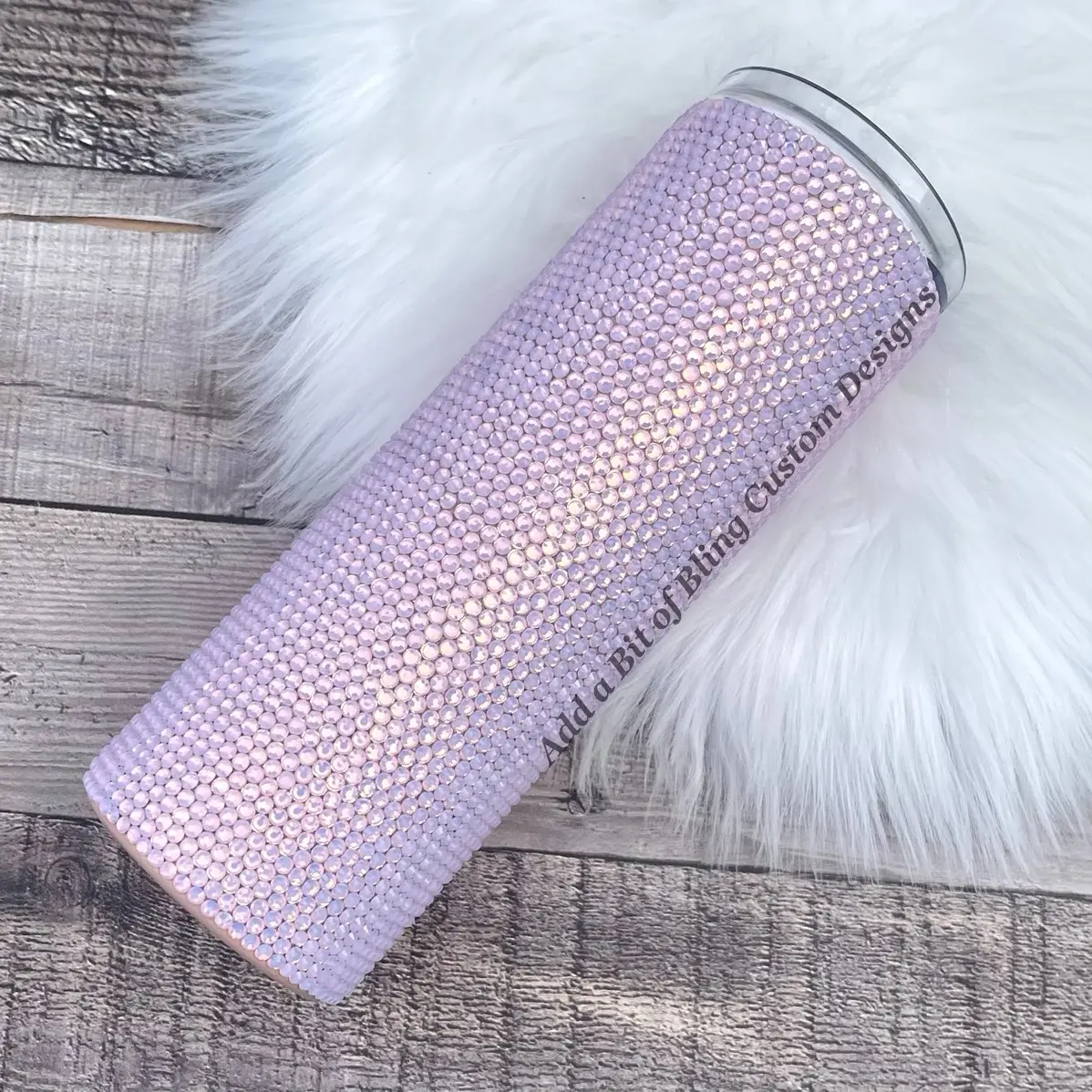 Pink opal rhinestone tumbler